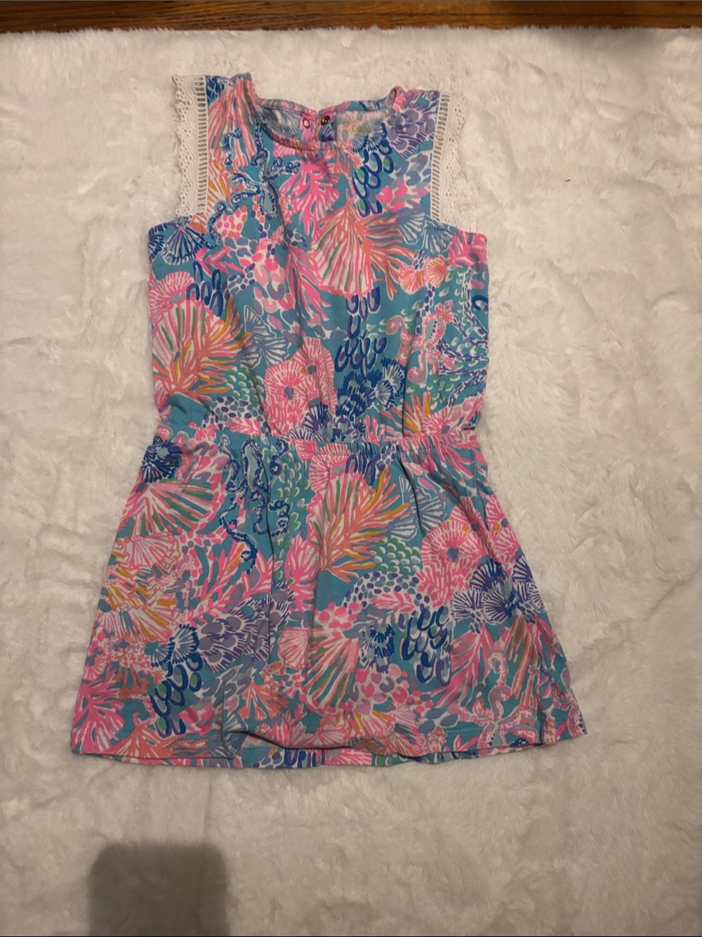 Lilly Pulitzer Girls Multicolor Floral Tank Dress - Blue, Pink & Coral